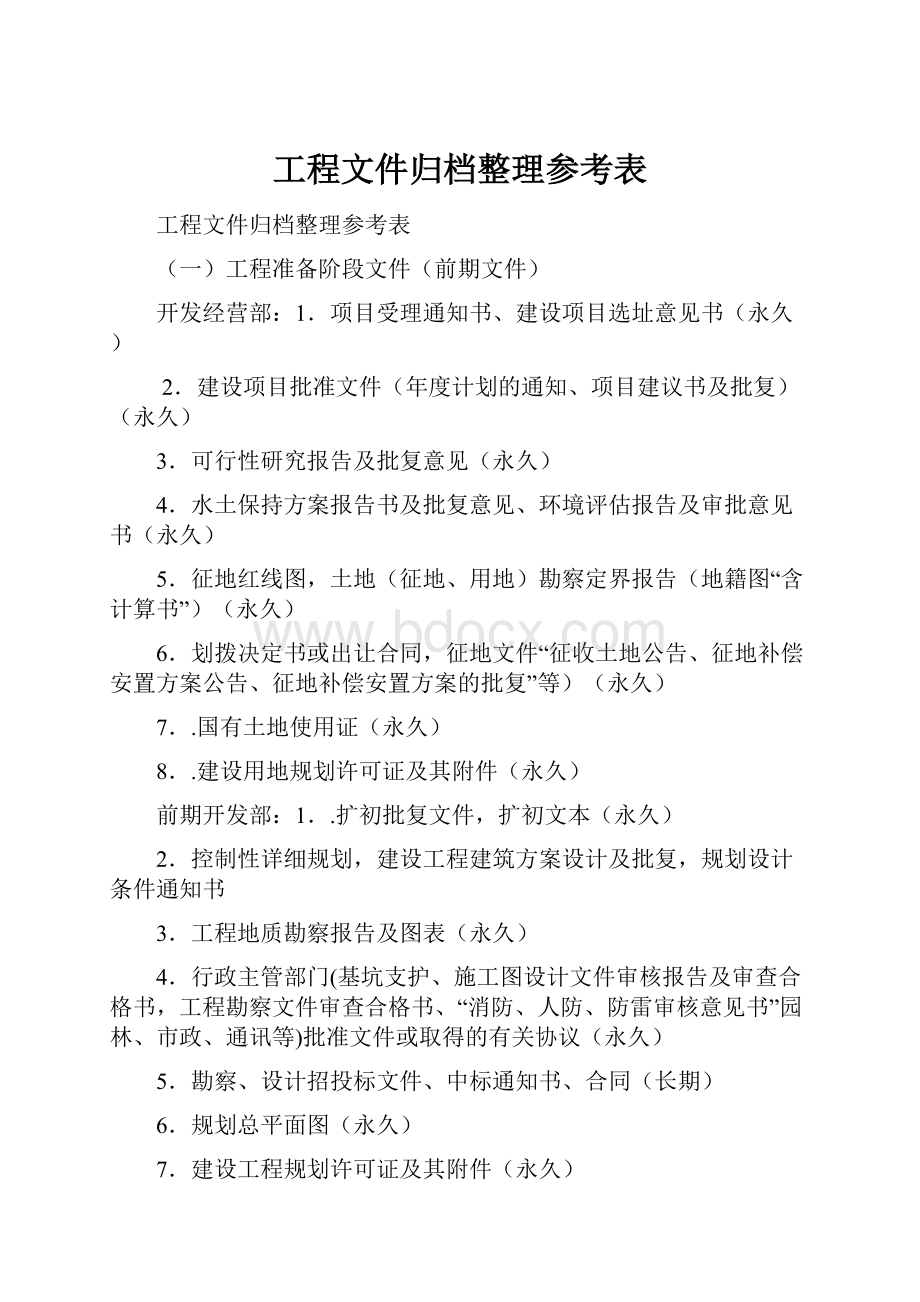 工程文件归档整理参考表.docx