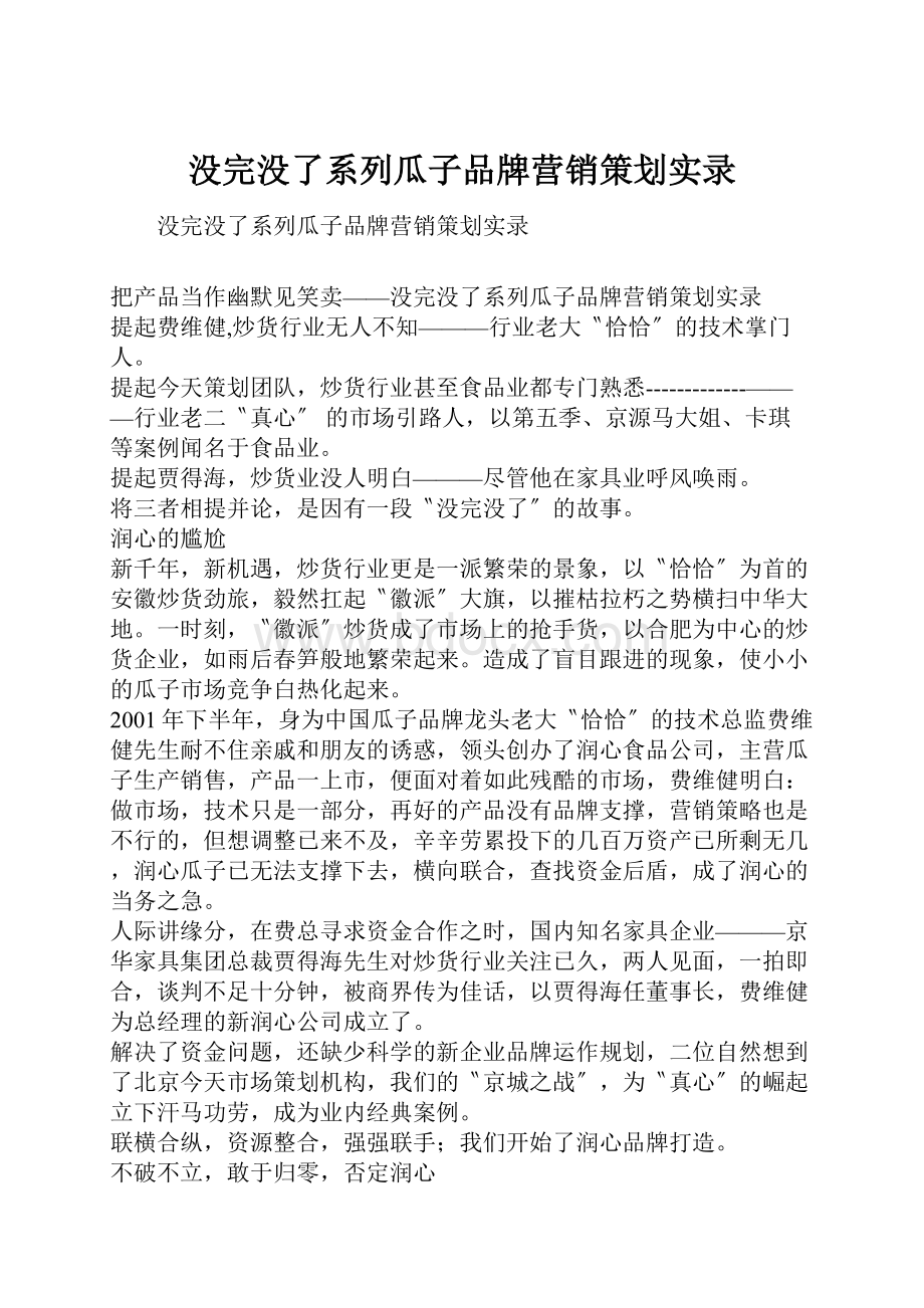 没完没了系列瓜子品牌营销策划实录.docx