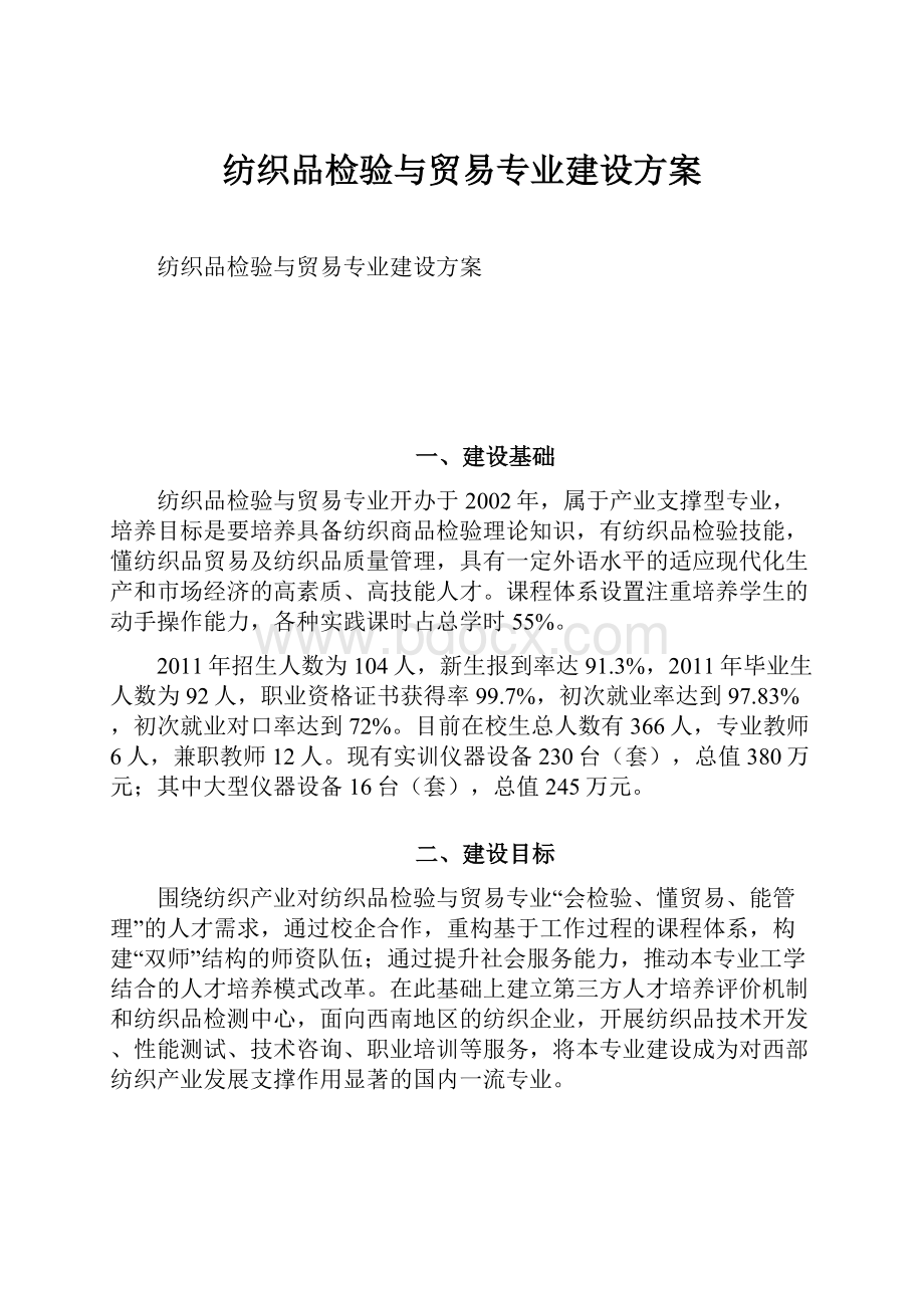 纺织品检验与贸易专业建设方案.docx