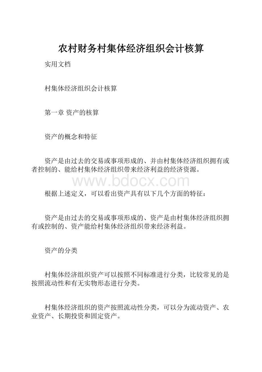 农村财务村集体经济组织会计核算.docx