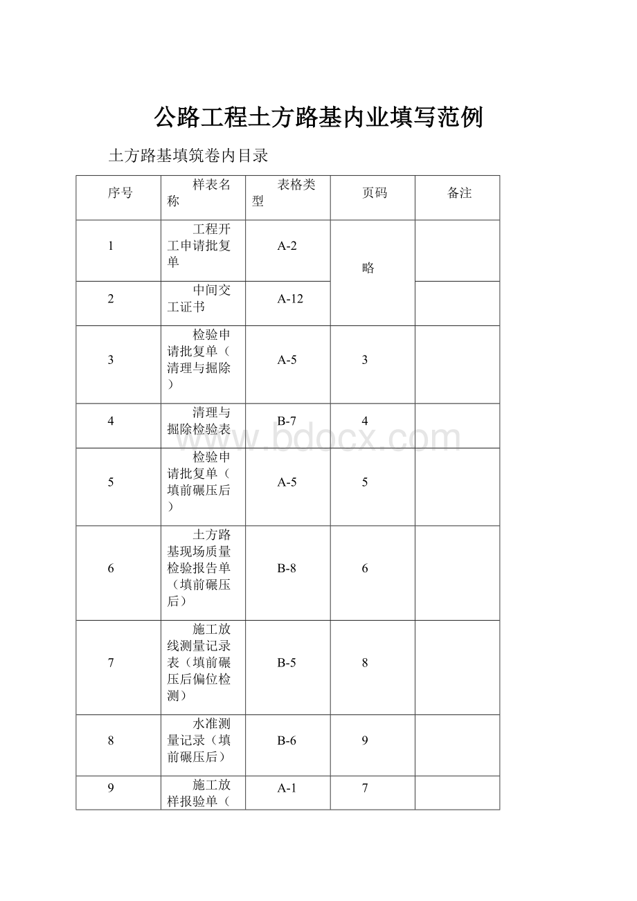 公路工程土方路基内业填写范例.docx