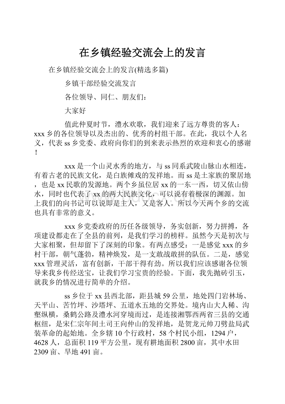 在乡镇经验交流会上的发言.docx