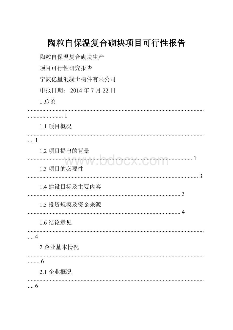 陶粒自保温复合砌块项目可行性报告.docx