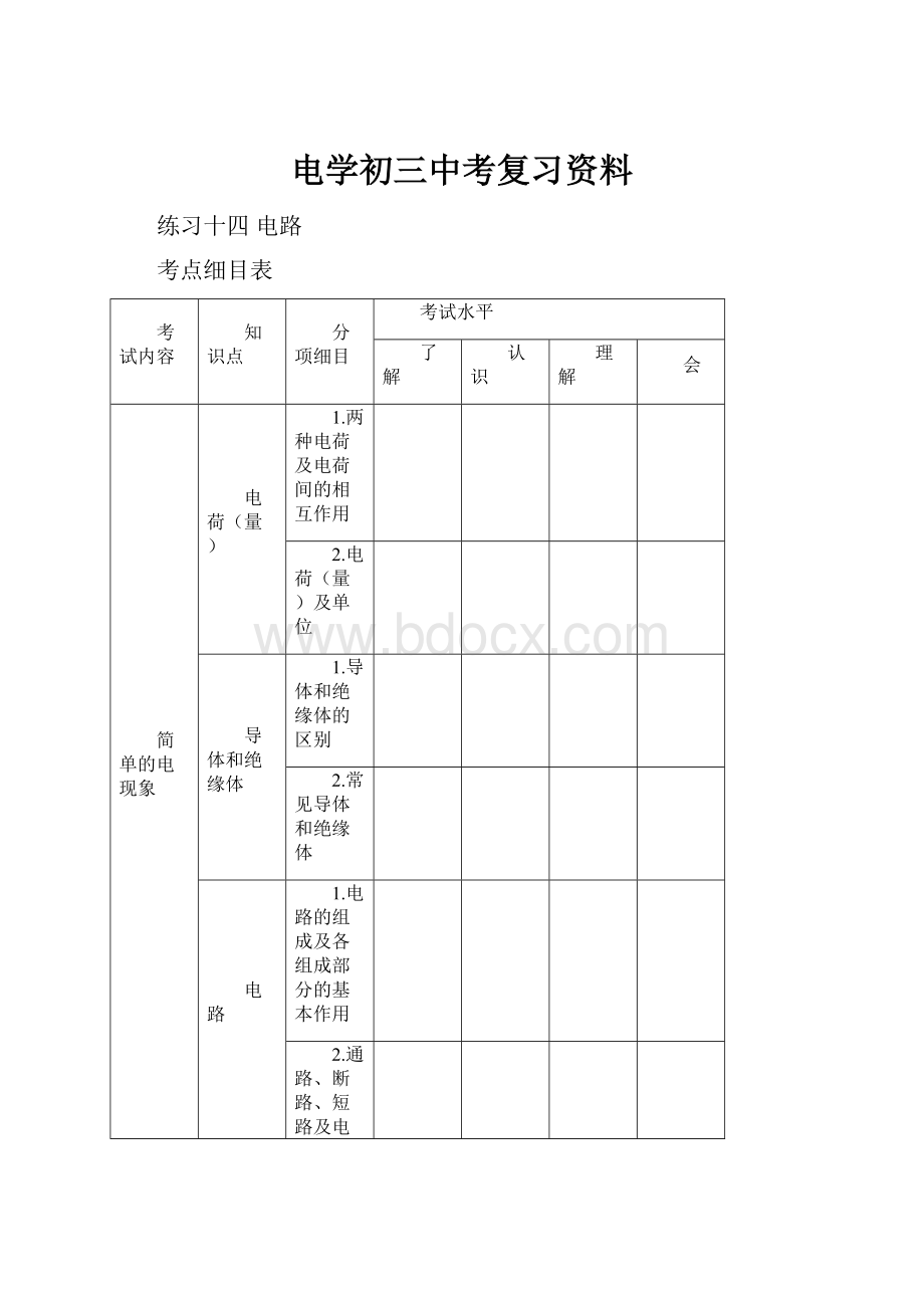 电学初三中考复习资料.docx