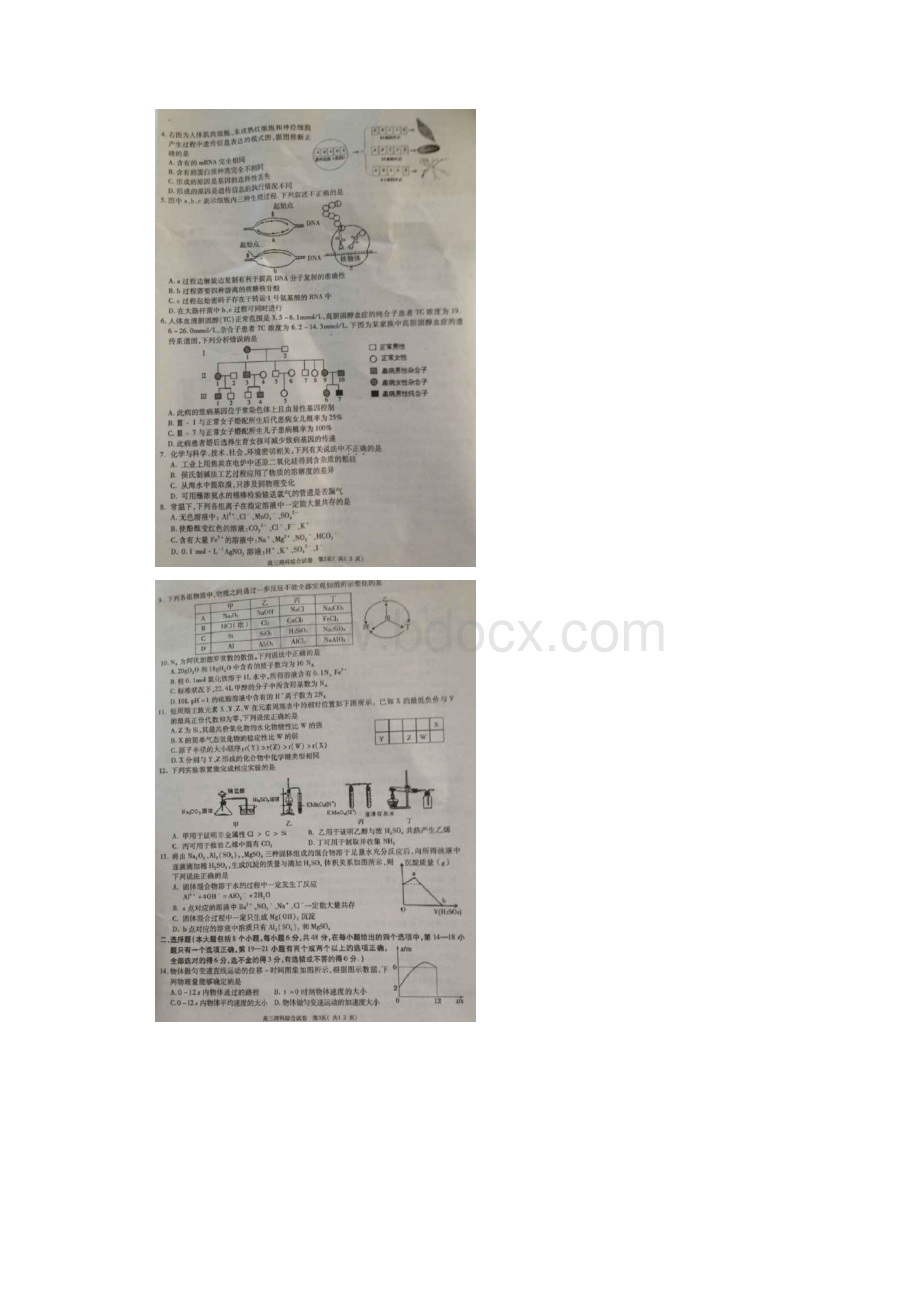 江西省萍乡市高三上学期期中考试理科综合试题图片版.docx_第2页