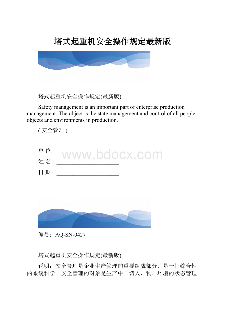 塔式起重机安全操作规定最新版.docx_第1页