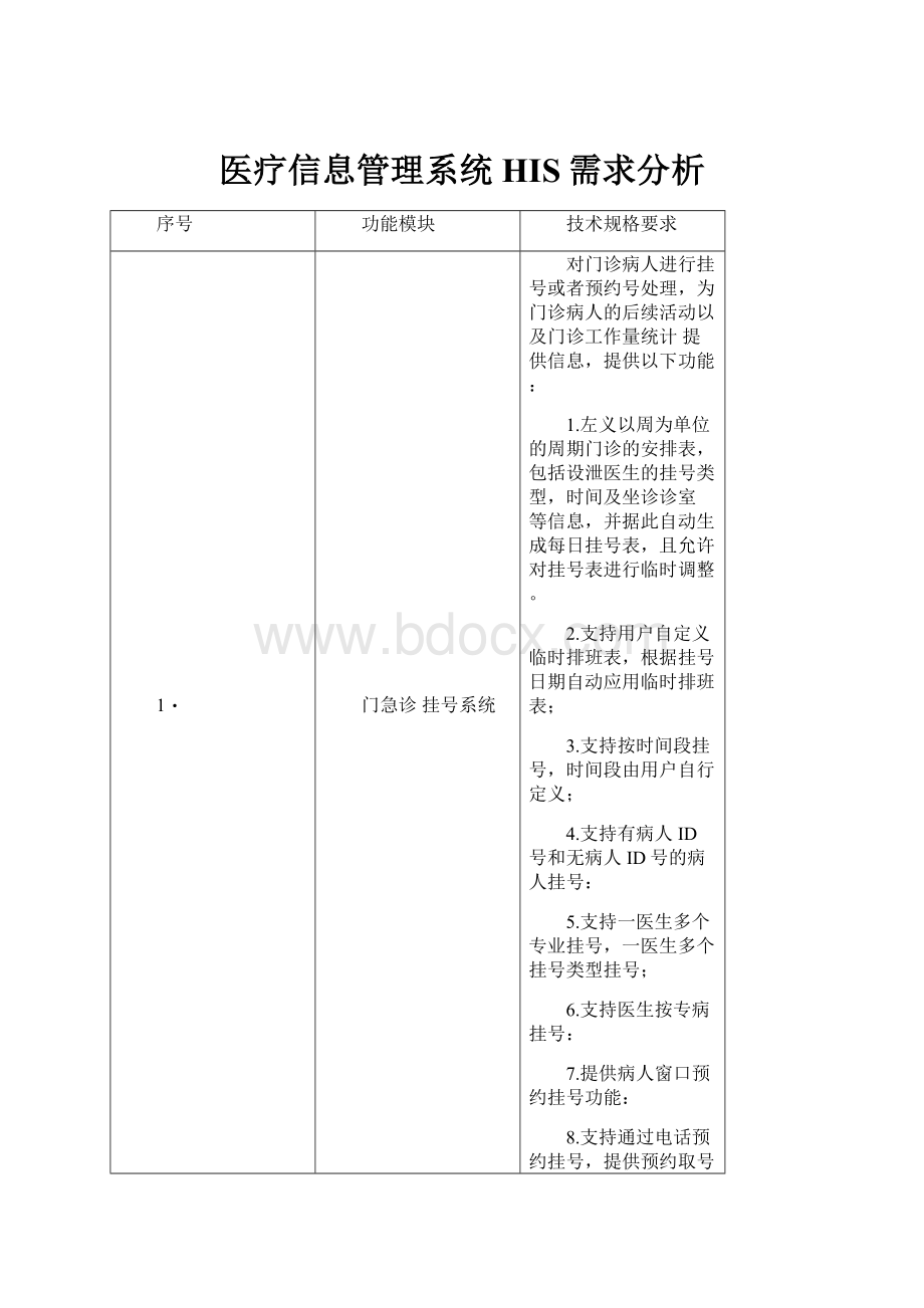 医疗信息管理系统HIS需求分析.docx_第1页