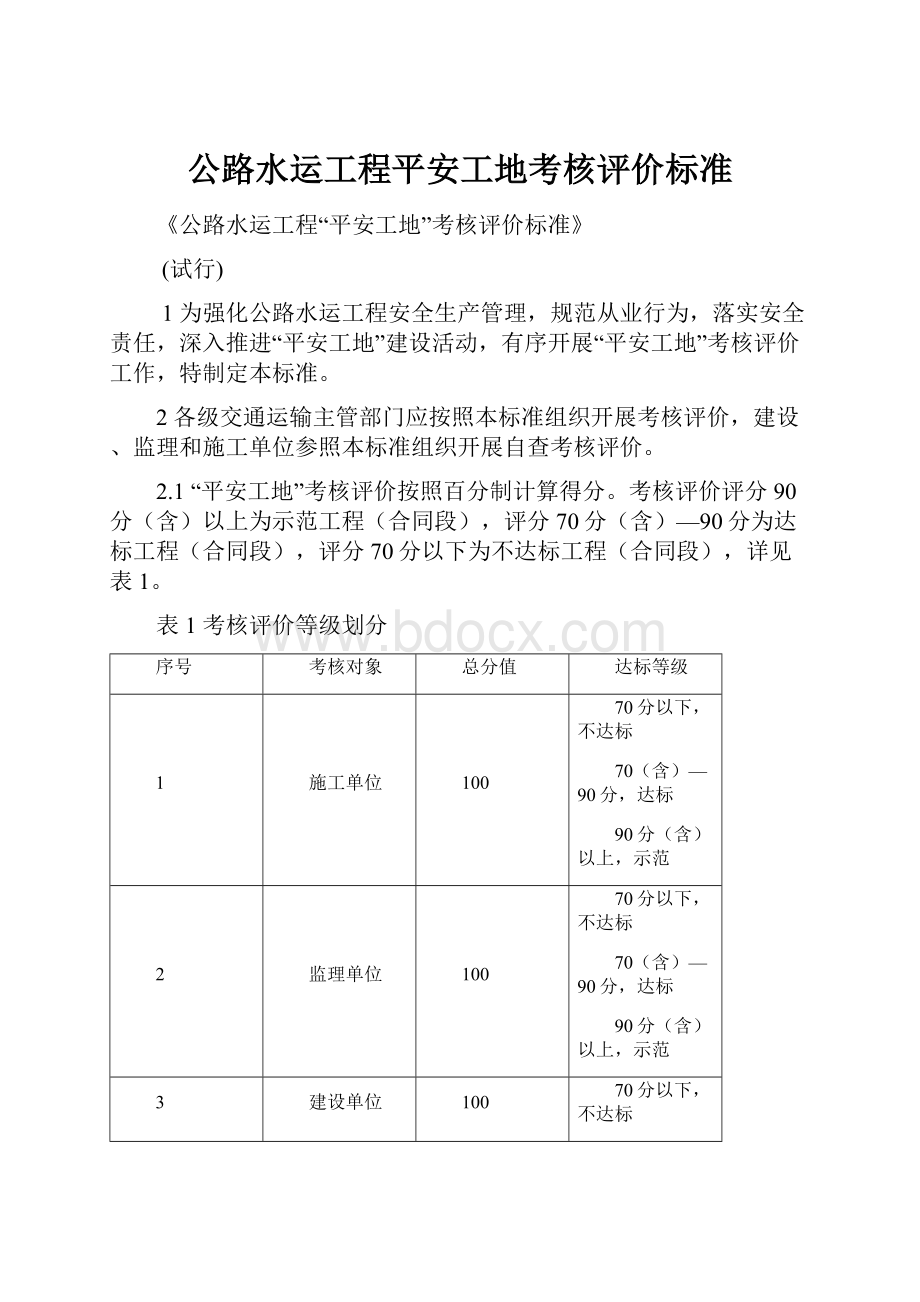 公路水运工程平安工地考核评价标准.docx