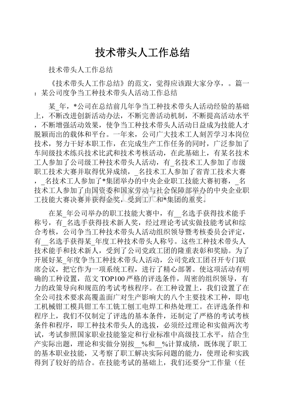 技术带头人工作总结.docx_第1页