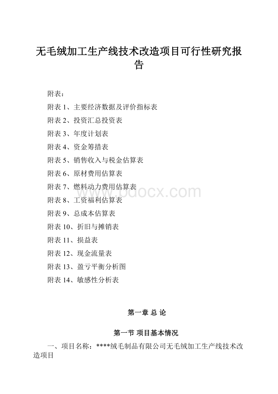 无毛绒加工生产线技术改造项目可行性研究报告.docx