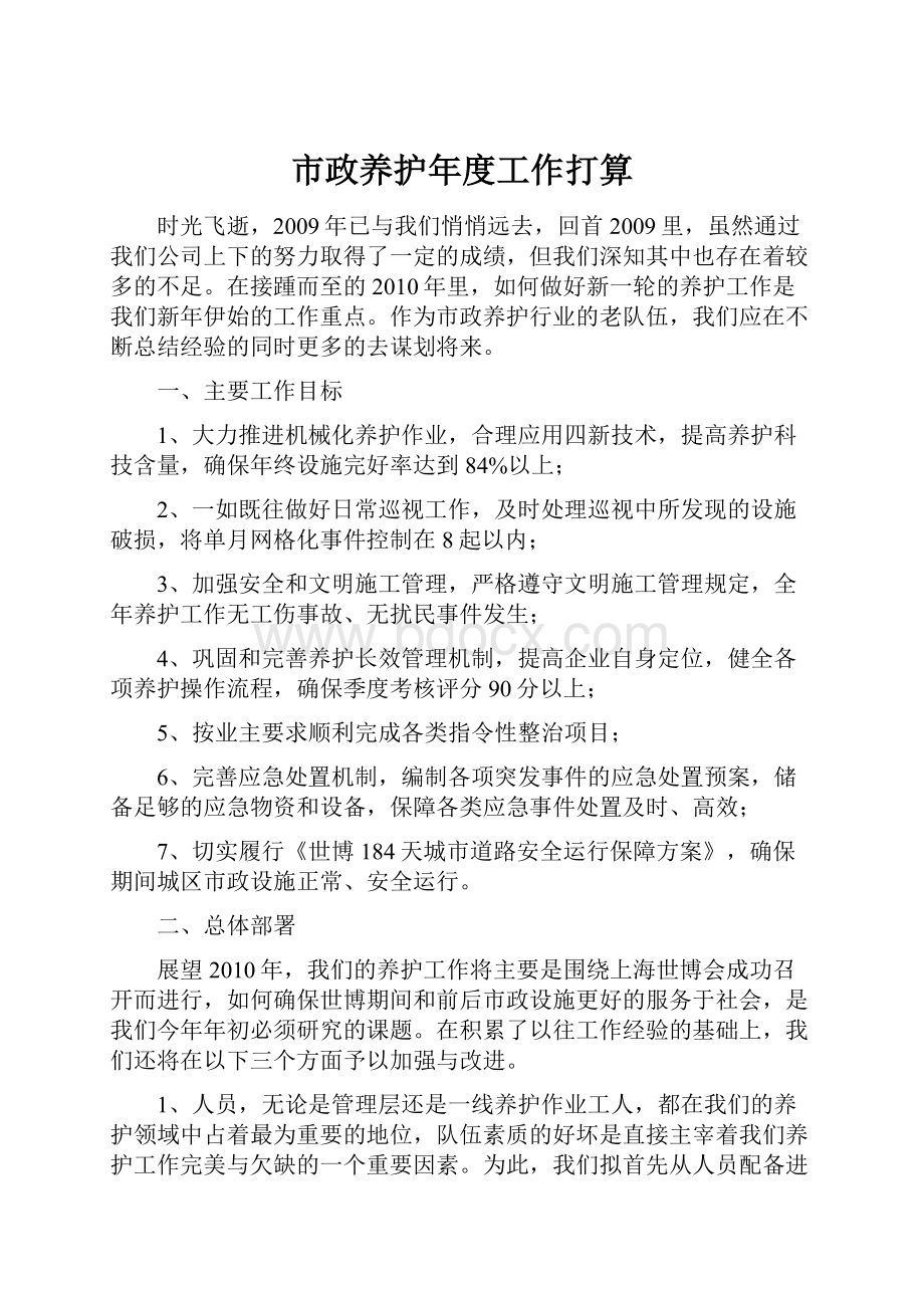 市政养护年度工作打算.docx