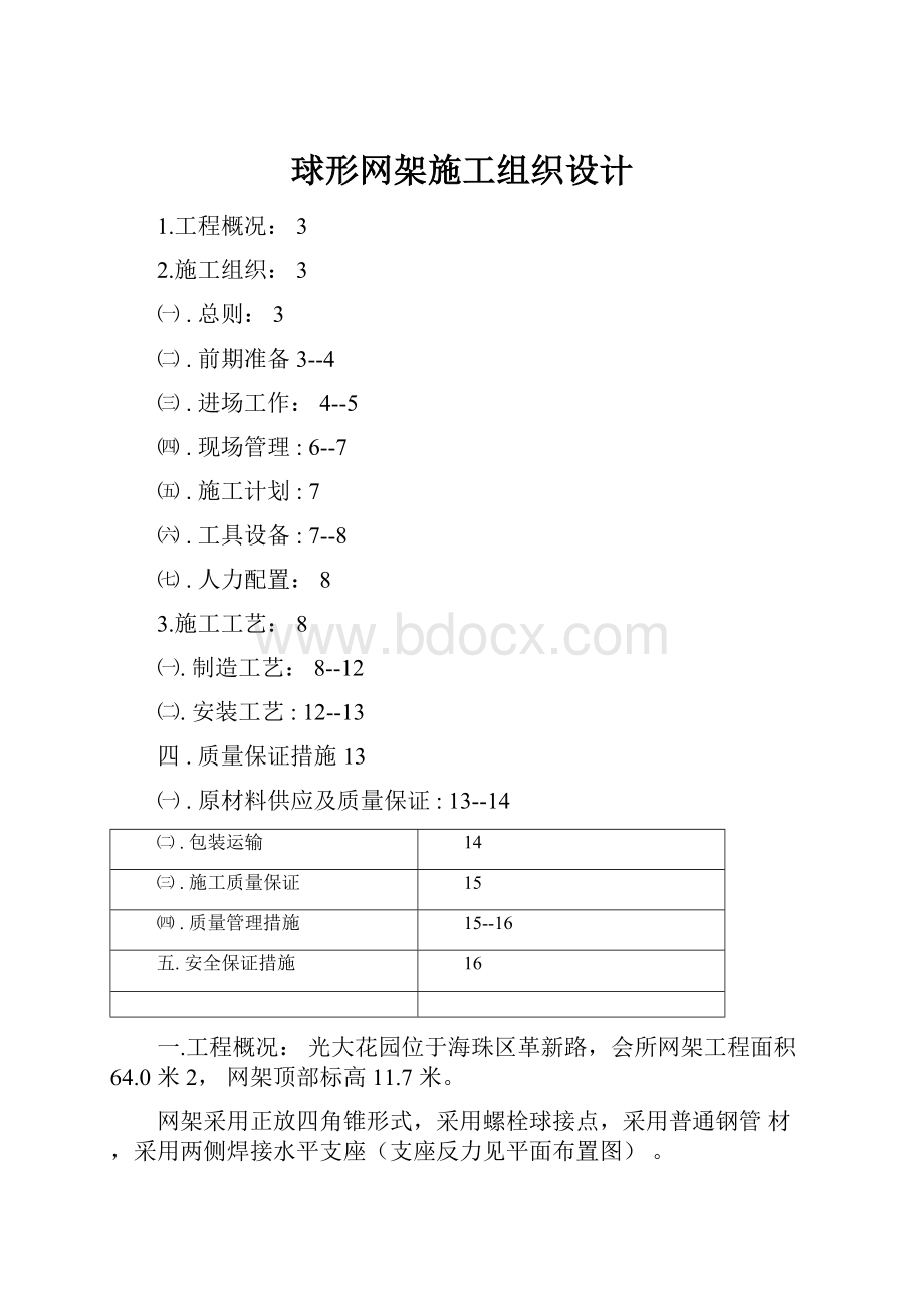 球形网架施工组织设计.docx