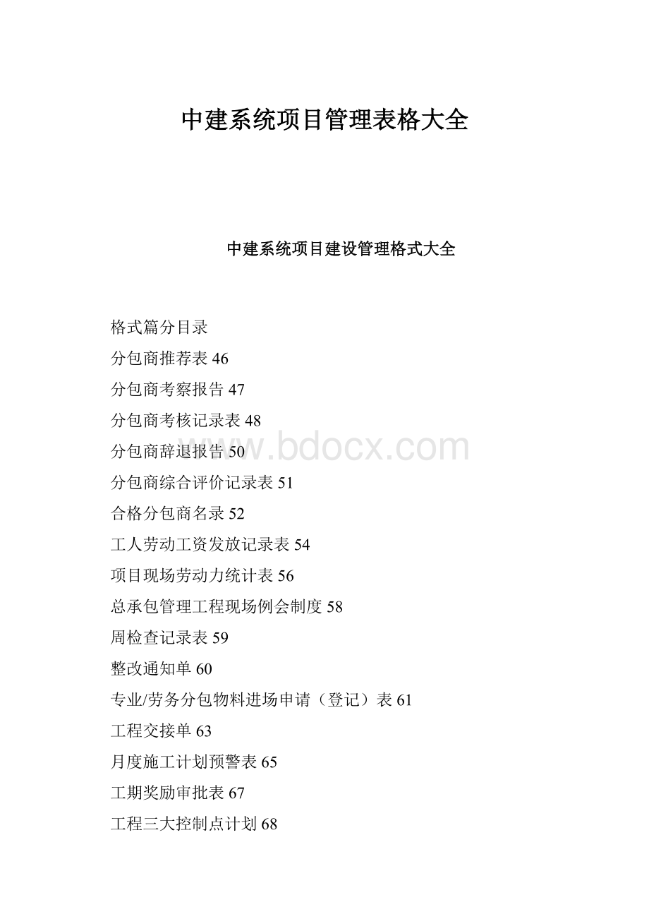 中建系统项目管理表格大全.docx