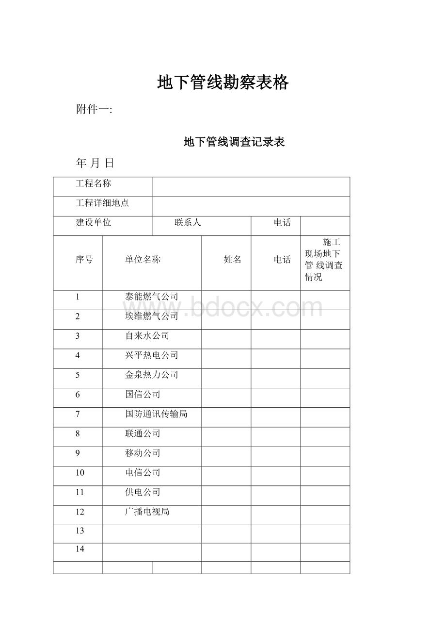 地下管线勘察表格.docx_第1页