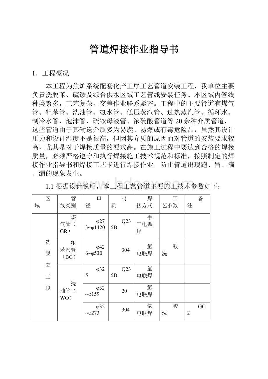 管道焊接作业指导书.docx