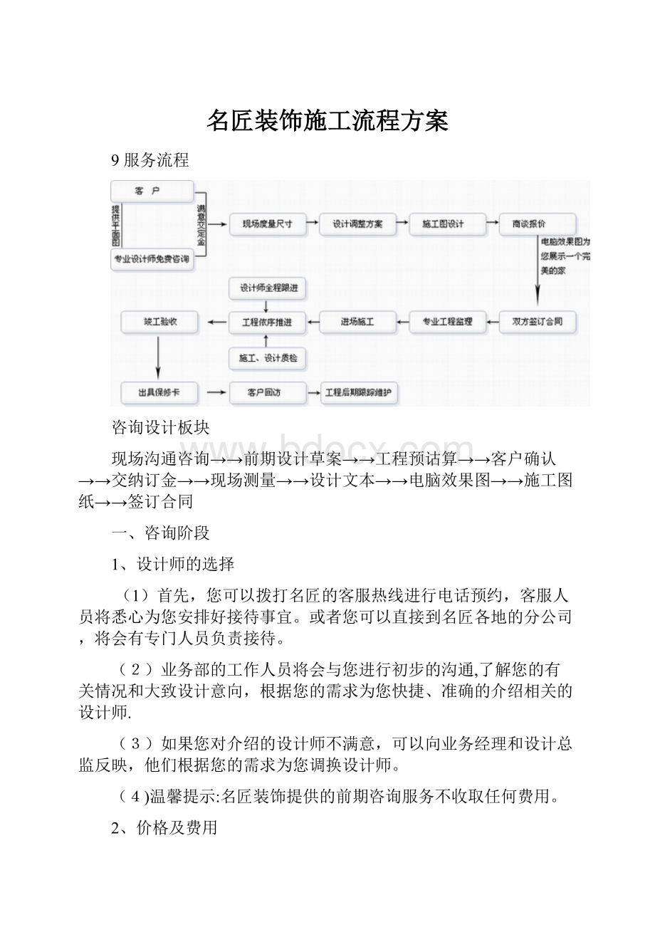 名匠装饰施工流程方案.docx