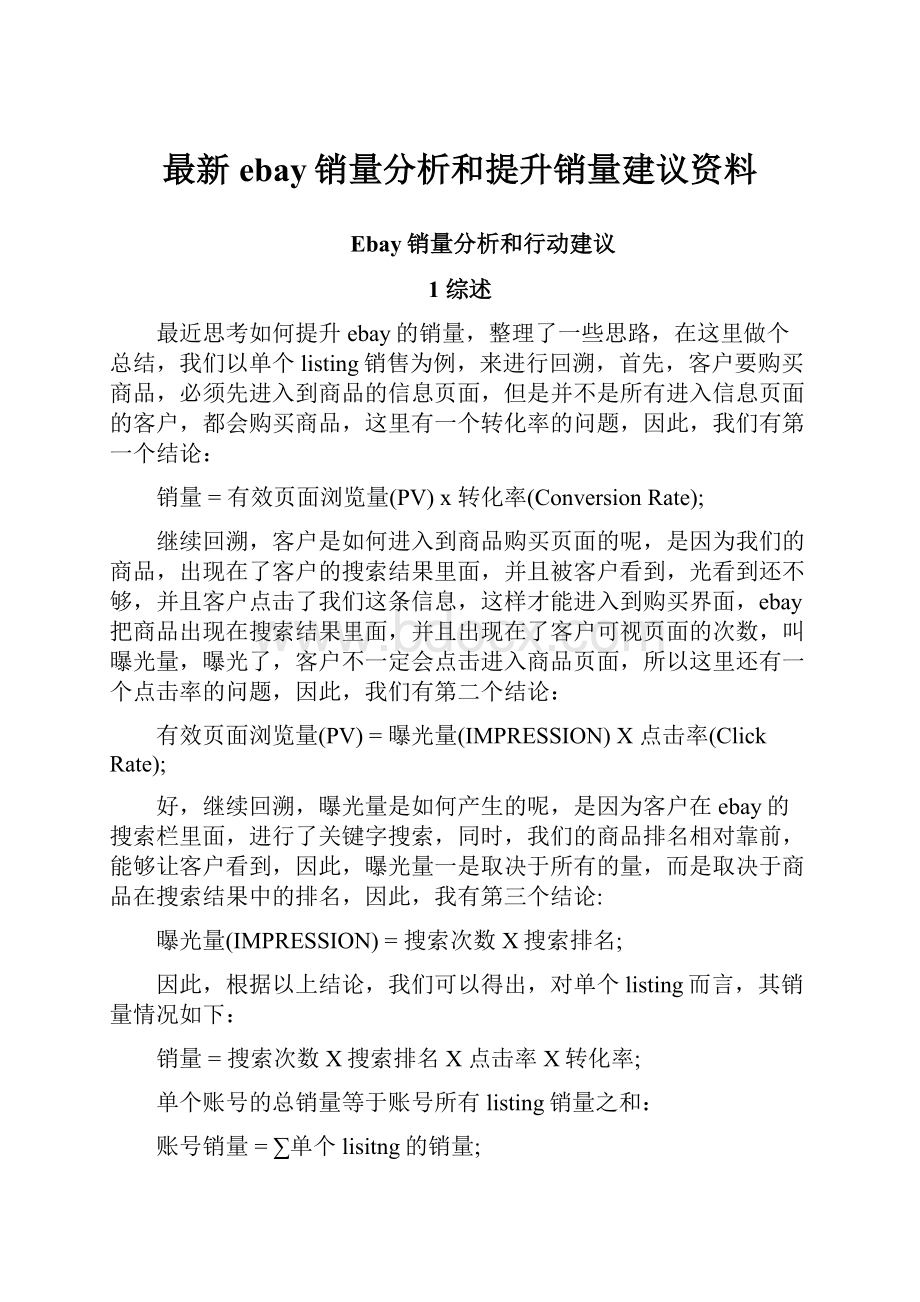 最新ebay销量分析和提升销量建议资料.docx