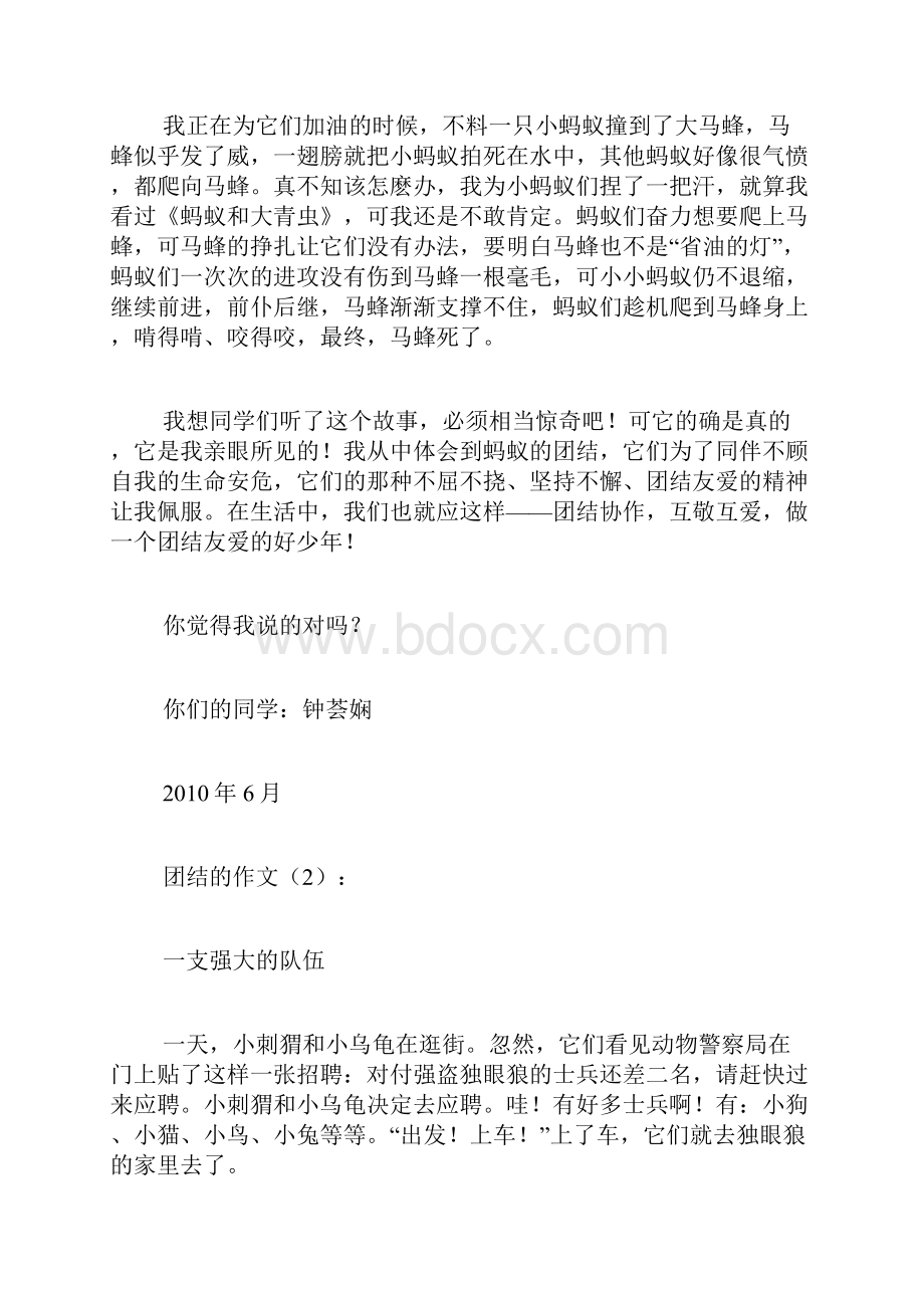 专题范文精品团结的作文.docx_第2页