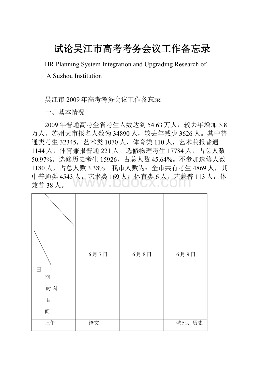 试论吴江市高考考务会议工作备忘录.docx