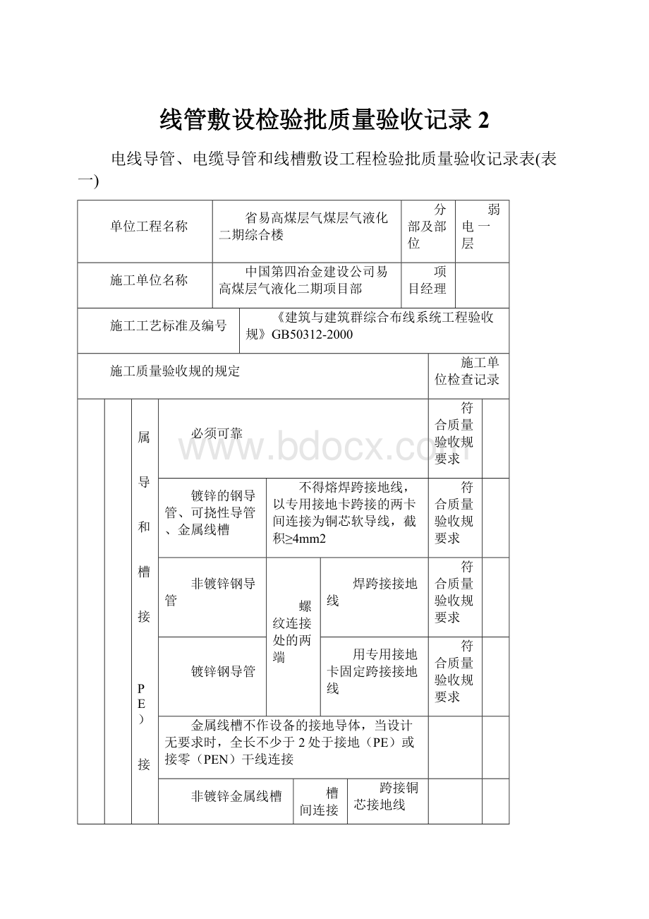 线管敷设检验批质量验收记录2.docx