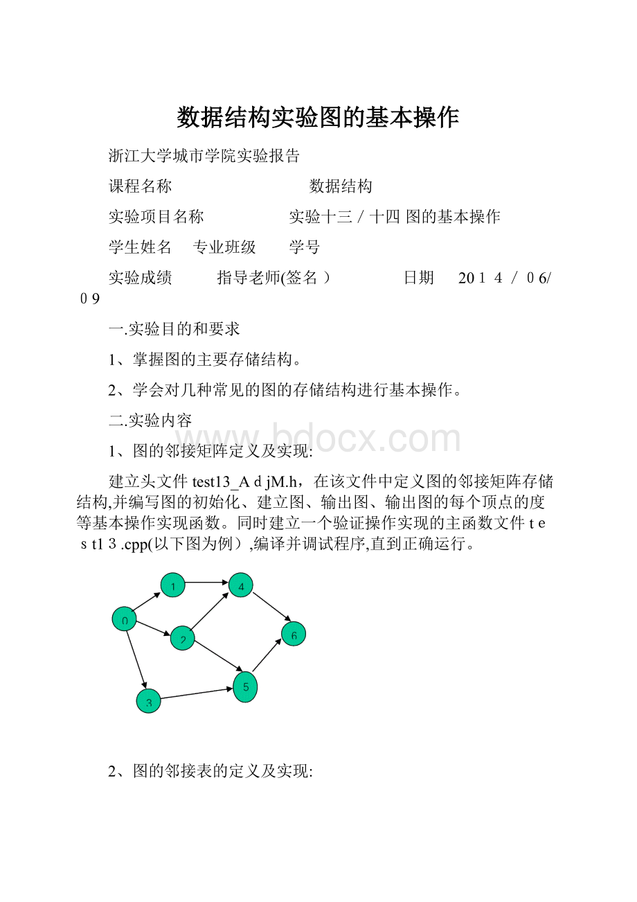 数据结构实验图的基本操作.docx