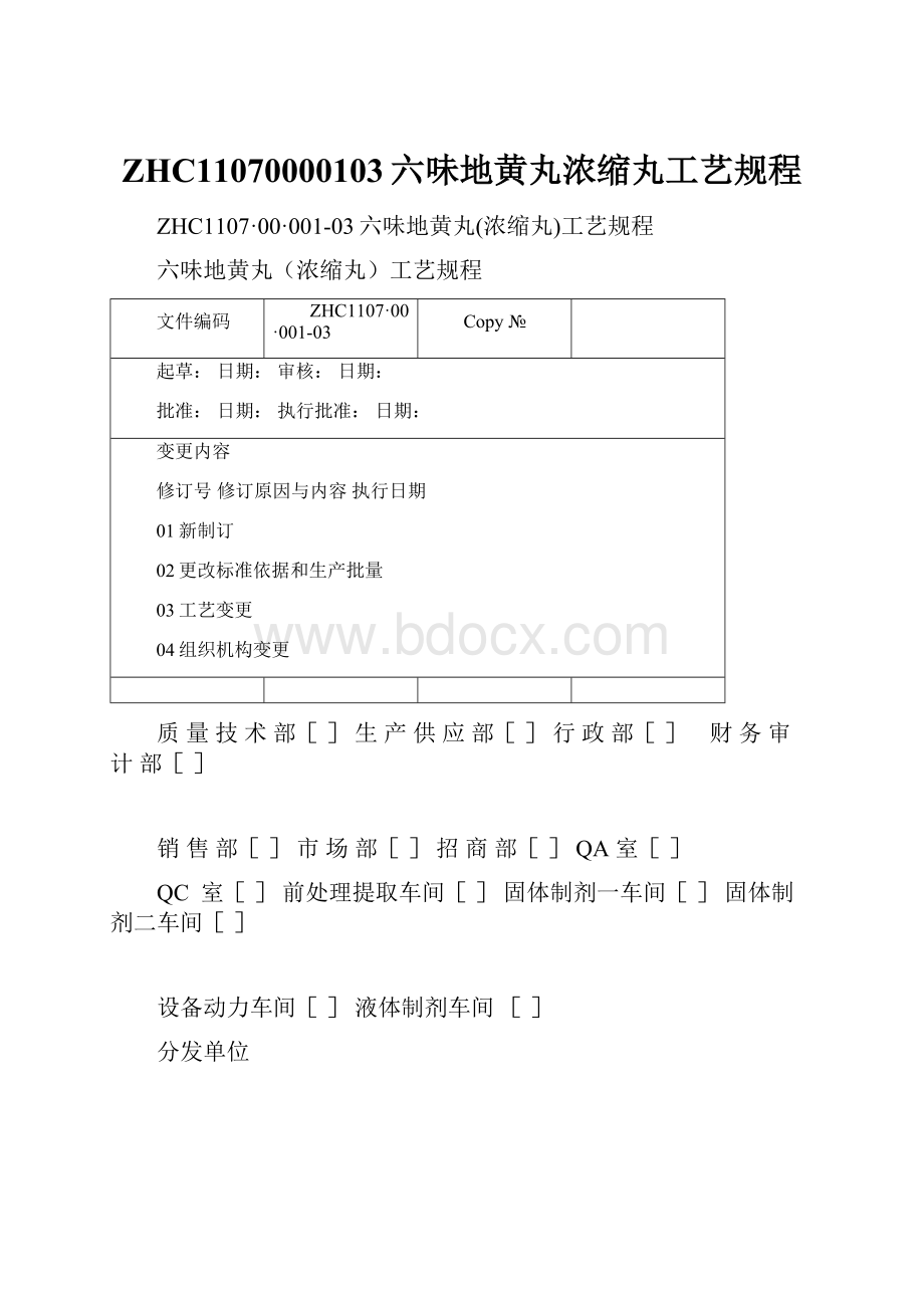 ZHC11070000103六味地黄丸浓缩丸工艺规程.docx_第1页