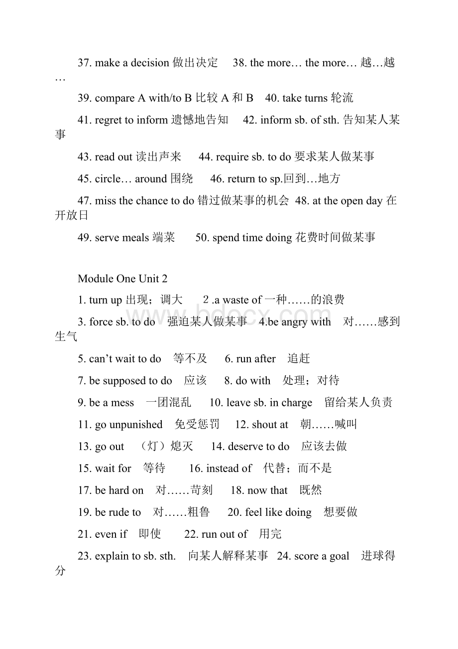 译林版高一英语模块1到模块4重要地短语句型.docx_第2页