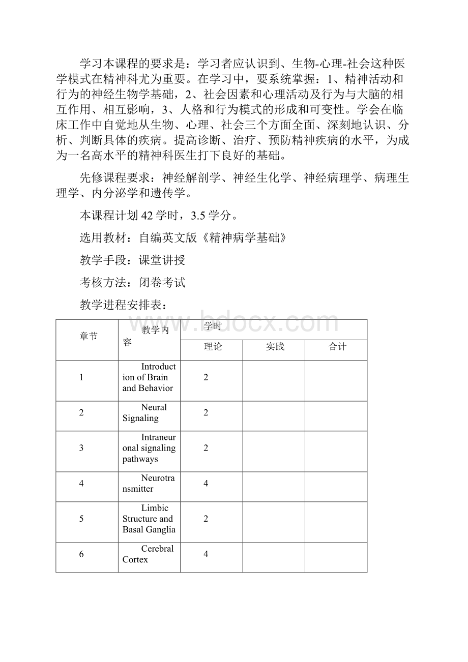 《精神病学基础》教学大纲.docx_第2页