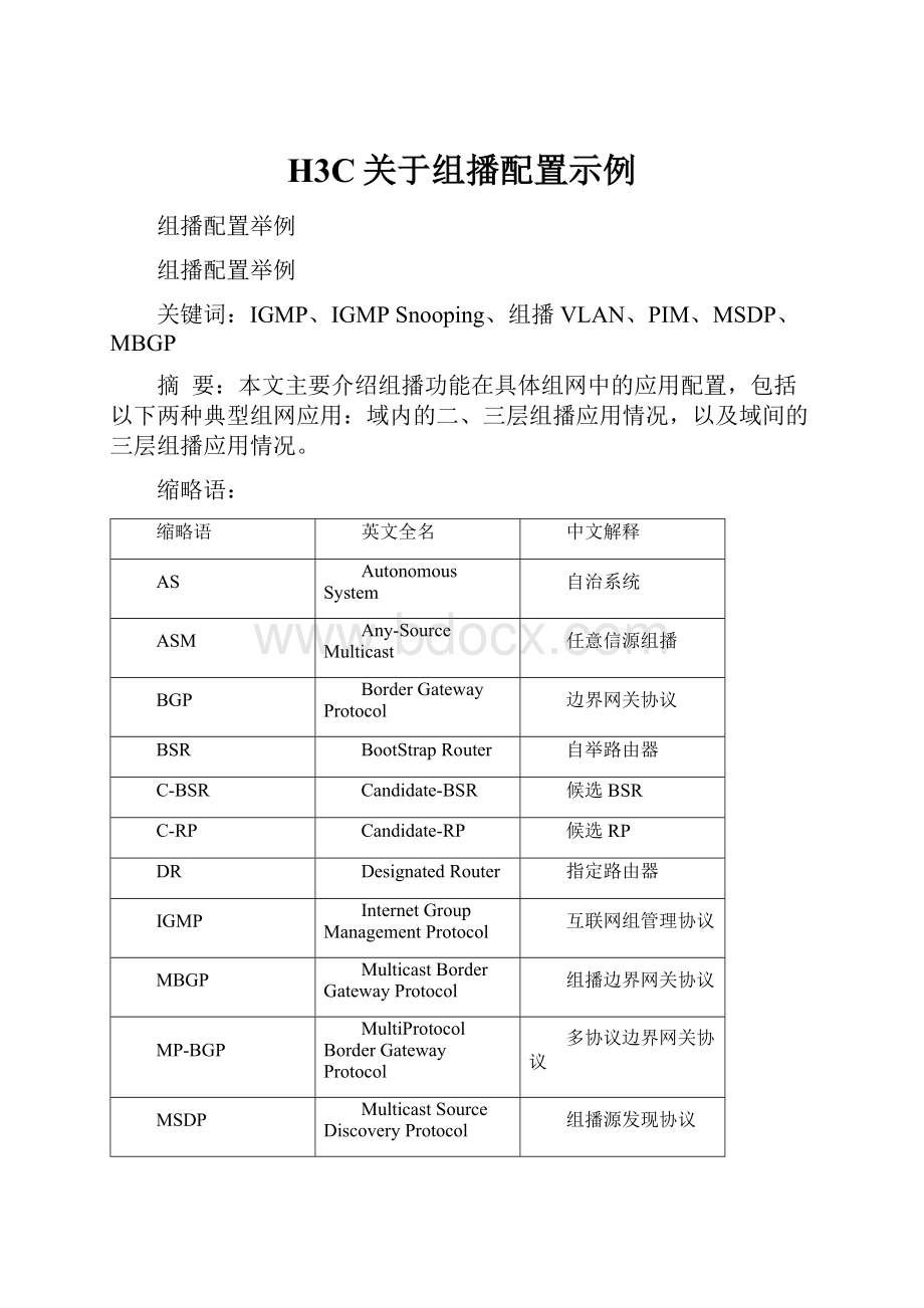 H3C关于组播配置示例.docx