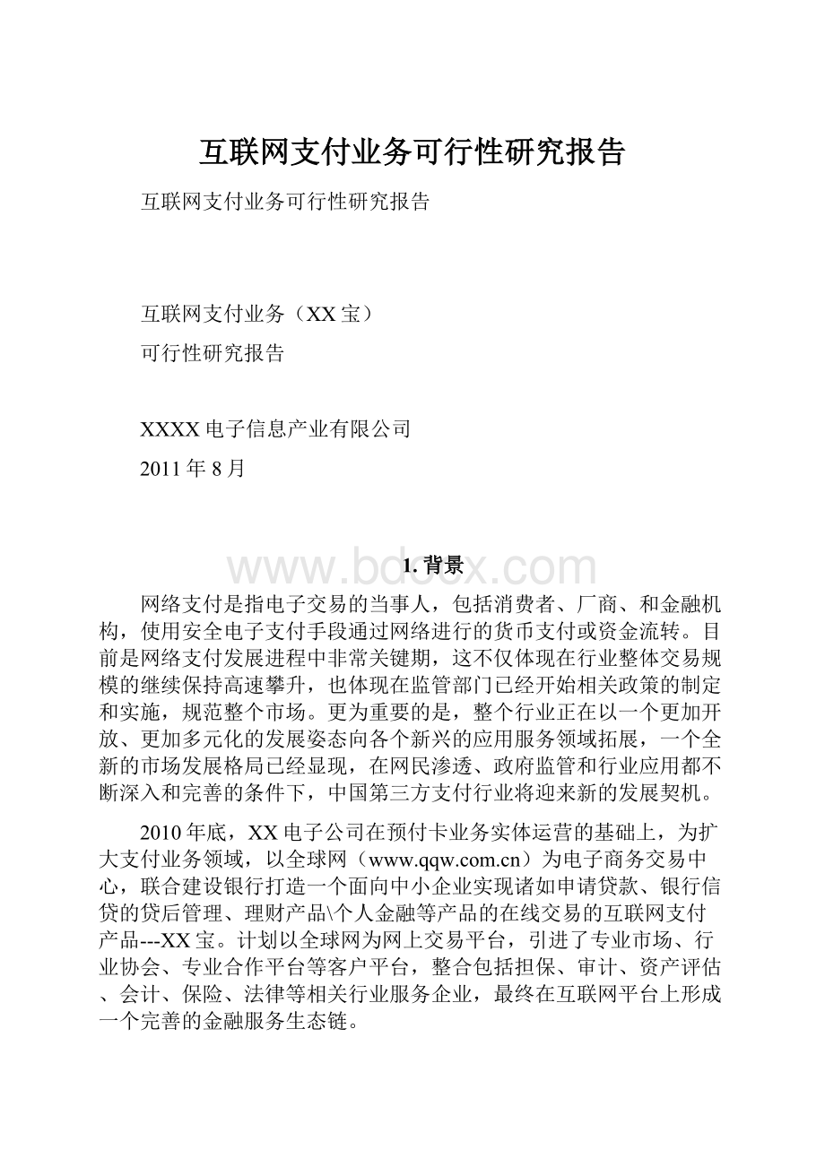 互联网支付业务可行性研究报告.docx