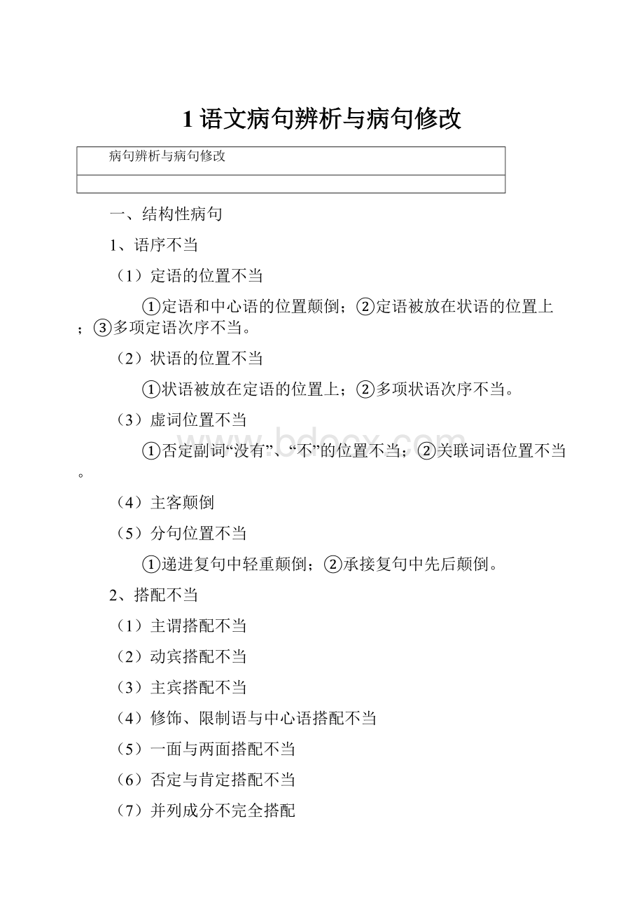 1语文病句辨析与病句修改.docx