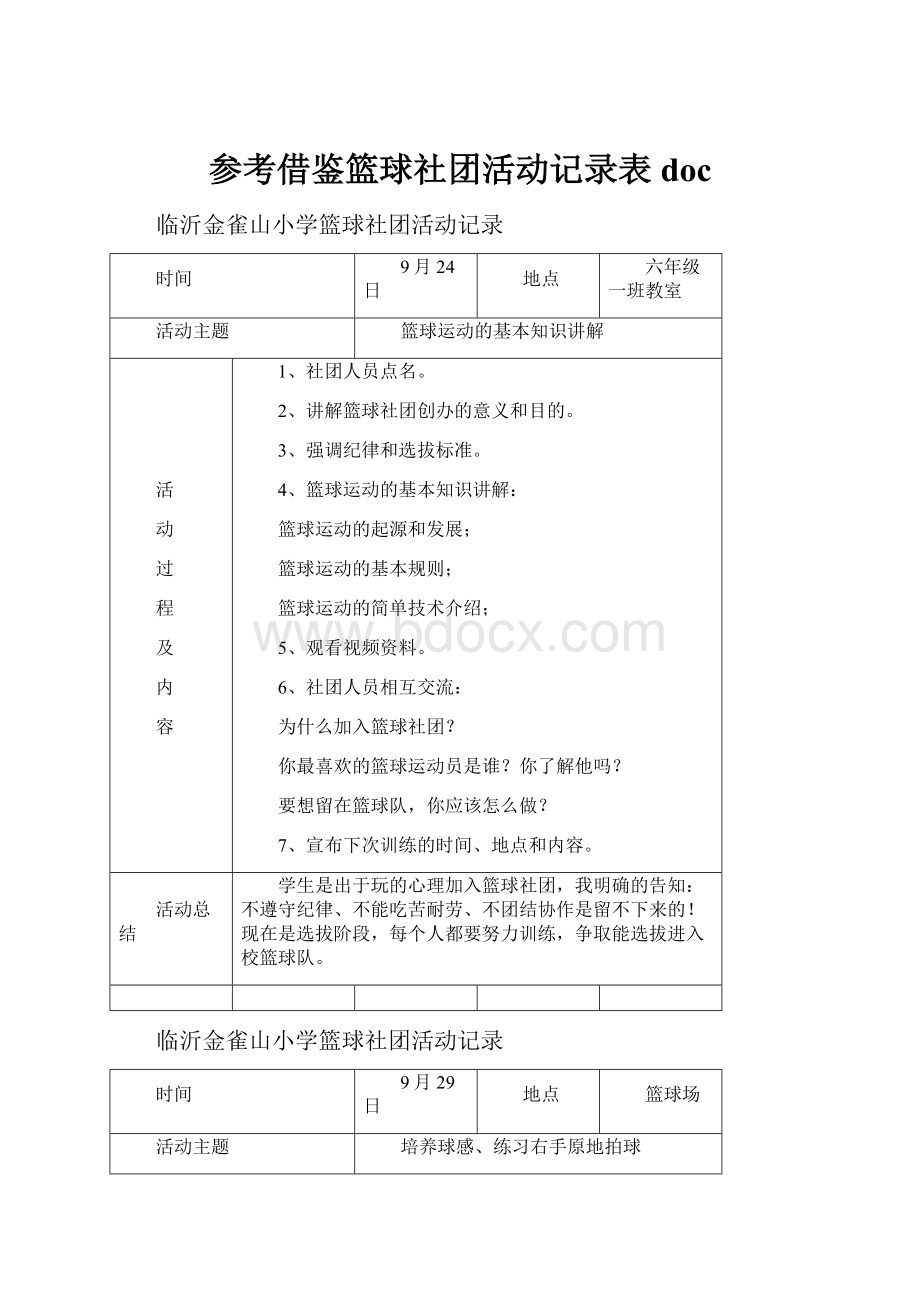 参考借鉴篮球社团活动记录表doc.docx_第1页