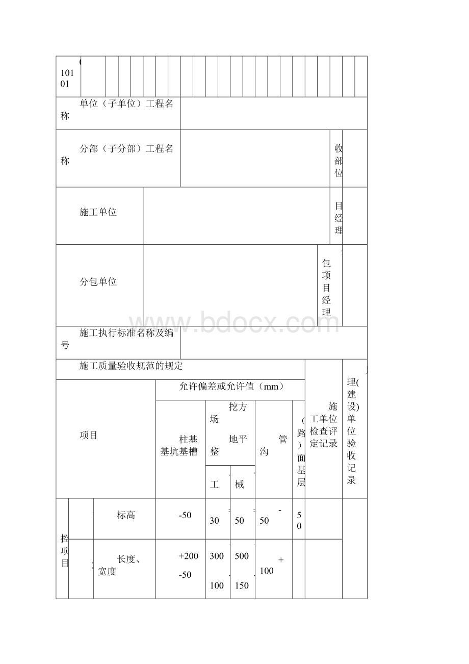 土方开挖工程检验批质量验收记录表修订版.docx_第2页