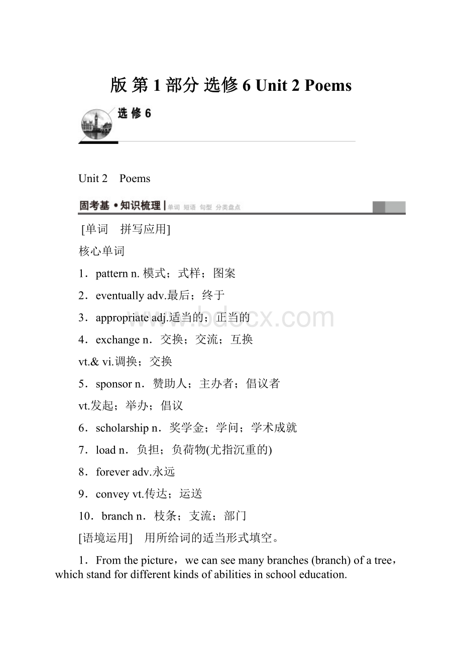 版 第1部分 选修6 Unit 2 Poems.docx