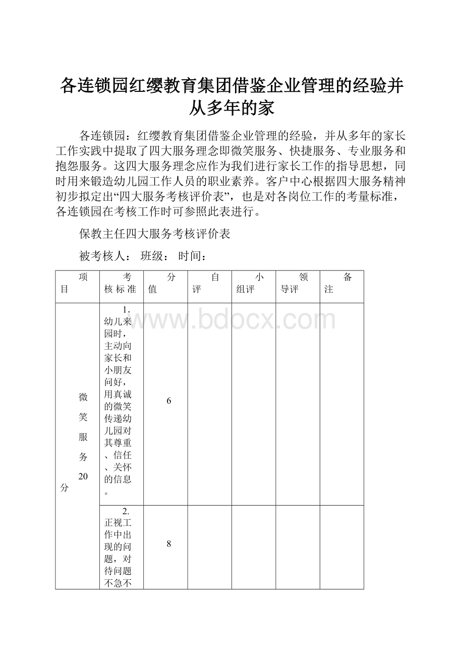 各连锁园红缨教育集团借鉴企业管理的经验并从多年的家.docx