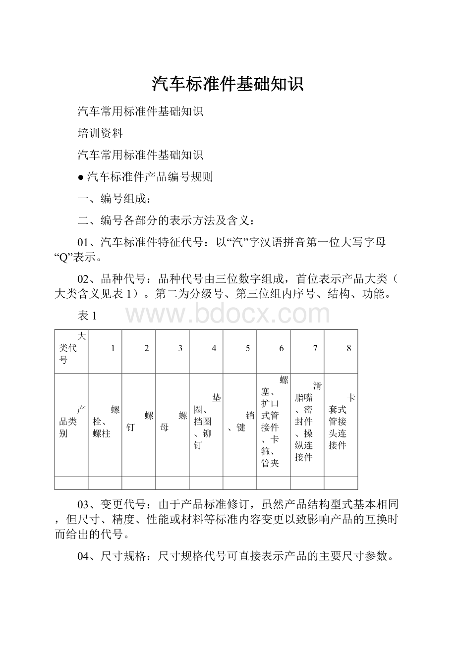 汽车标准件基础知识.docx