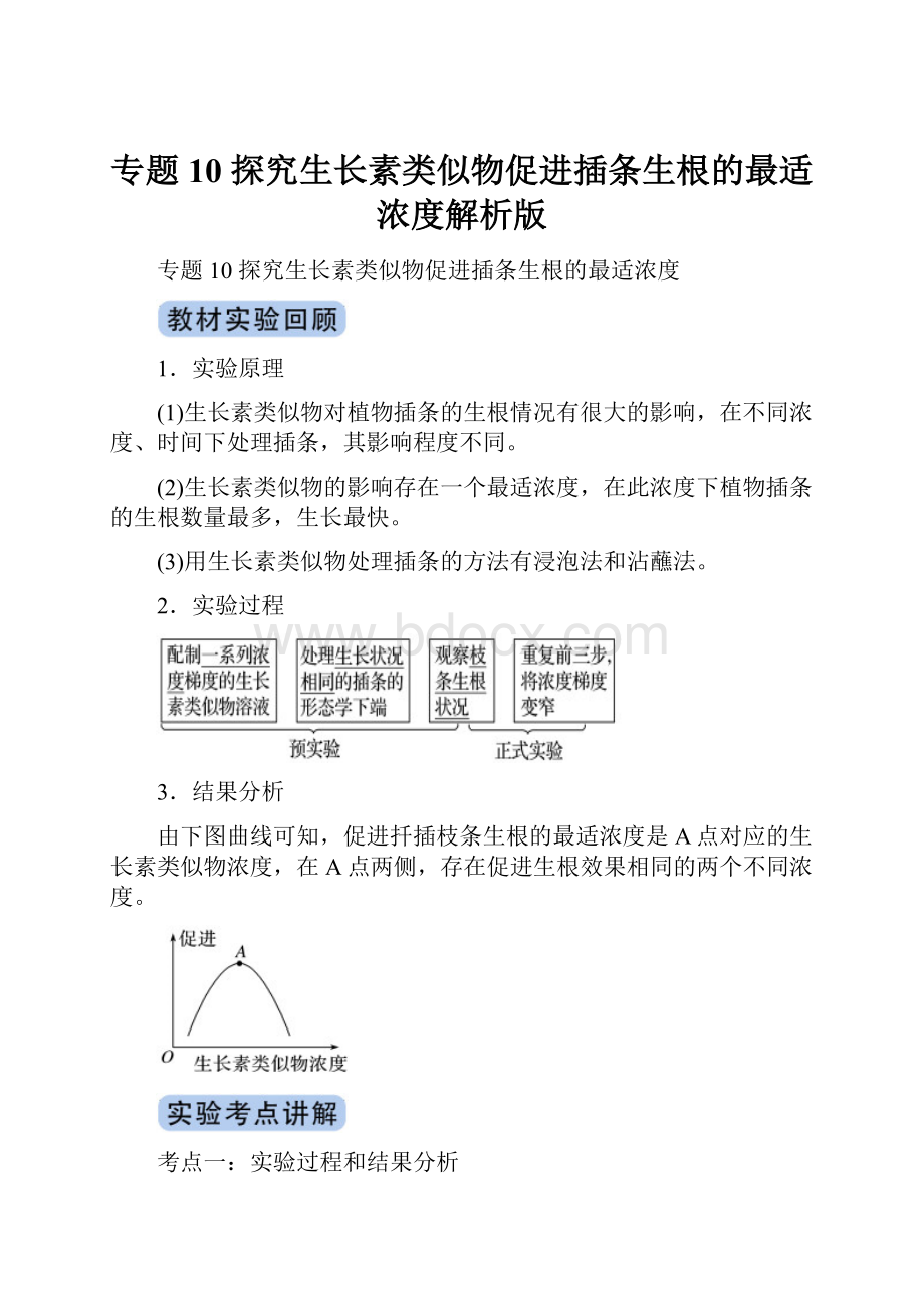 专题10 探究生长素类似物促进插条生根的最适浓度解析版.docx