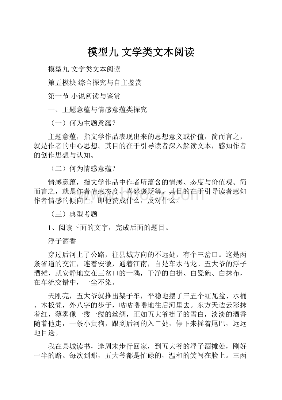 模型九 文学类文本阅读.docx