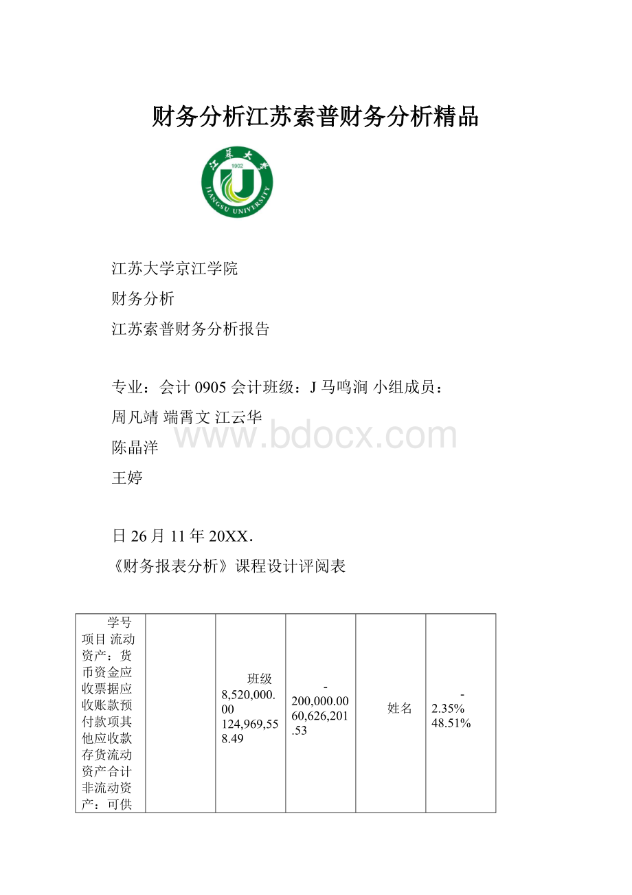 财务分析江苏索普财务分析精品.docx_第1页