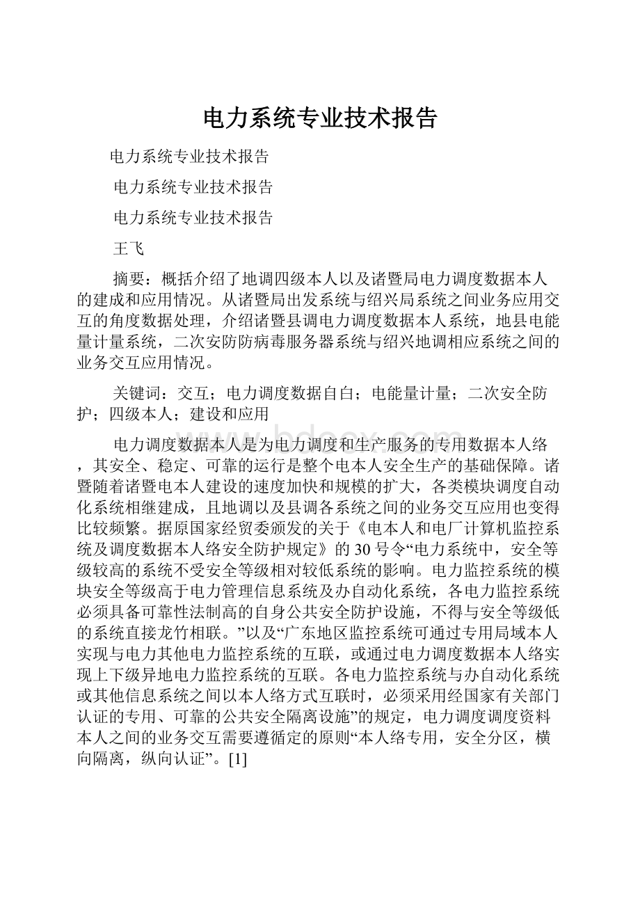 电力系统专业技术报告.docx