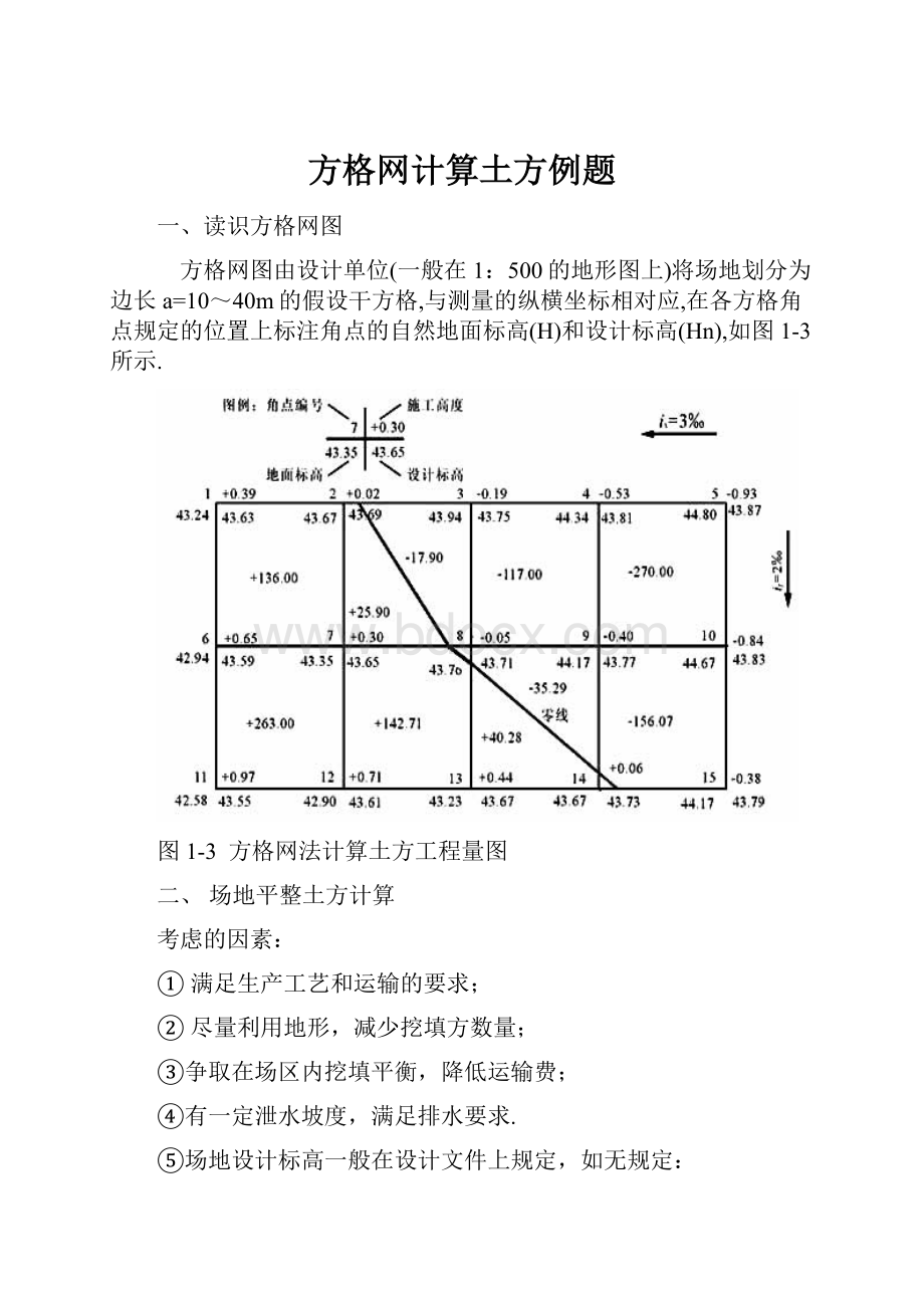 方格网计算土方例题.docx