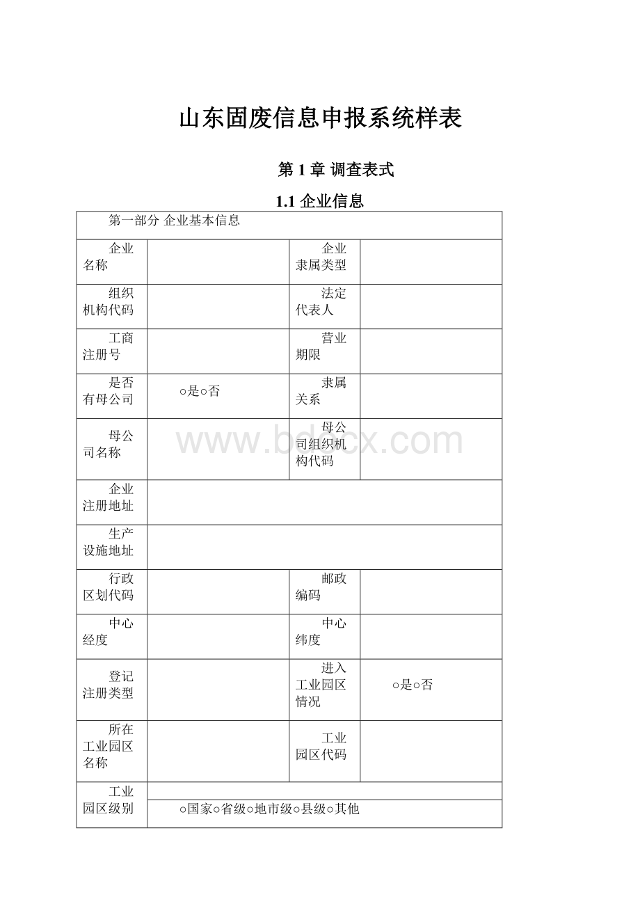 山东固废信息申报系统样表.docx