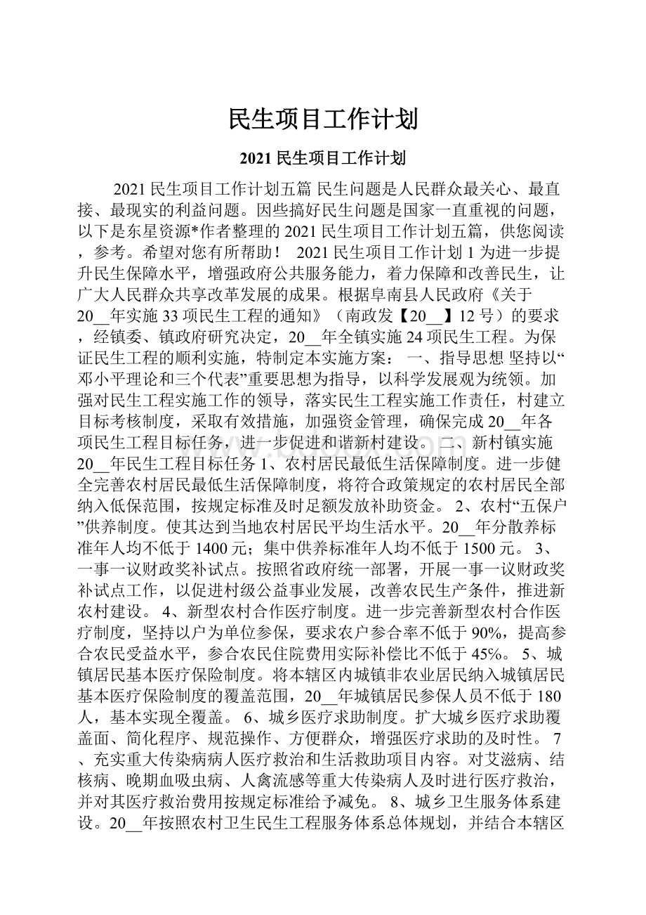 民生项目工作计划.docx