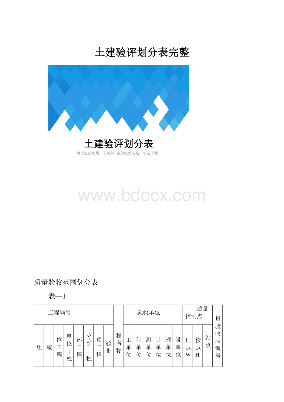 土建验评划分表完整.docx