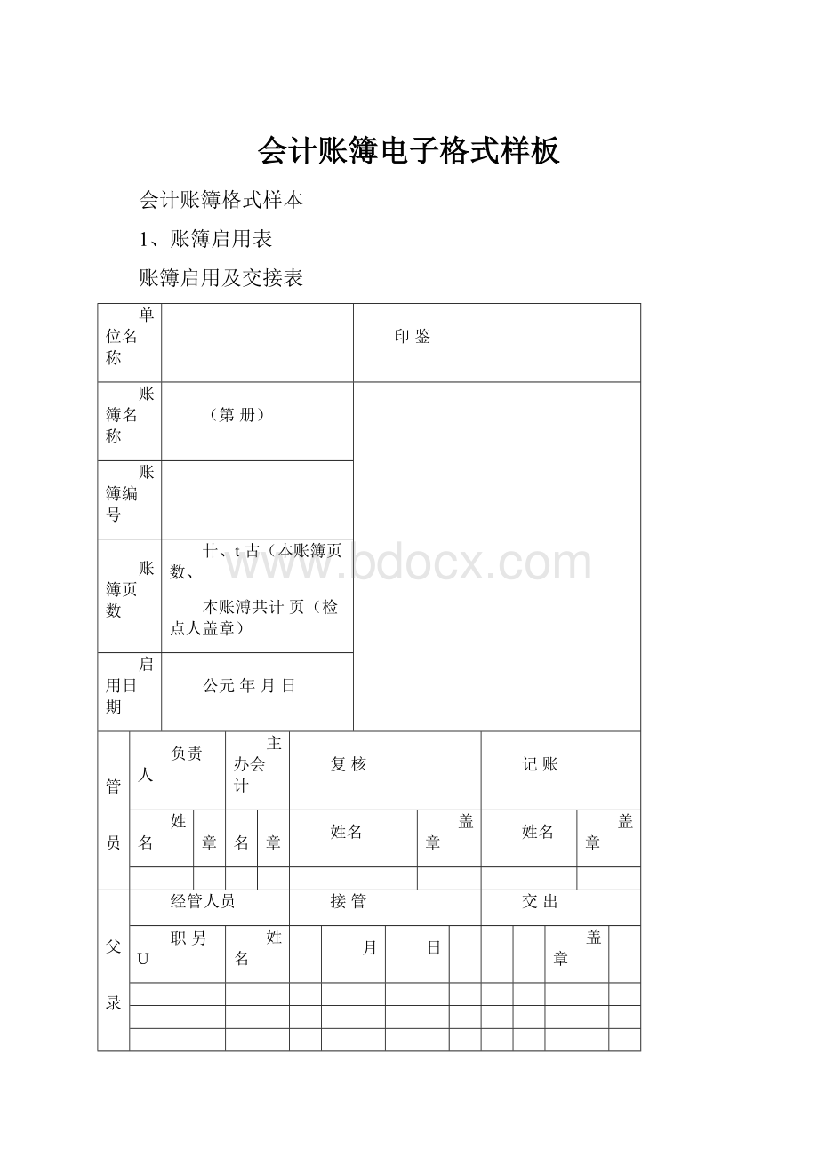 会计账簿电子格式样板.docx