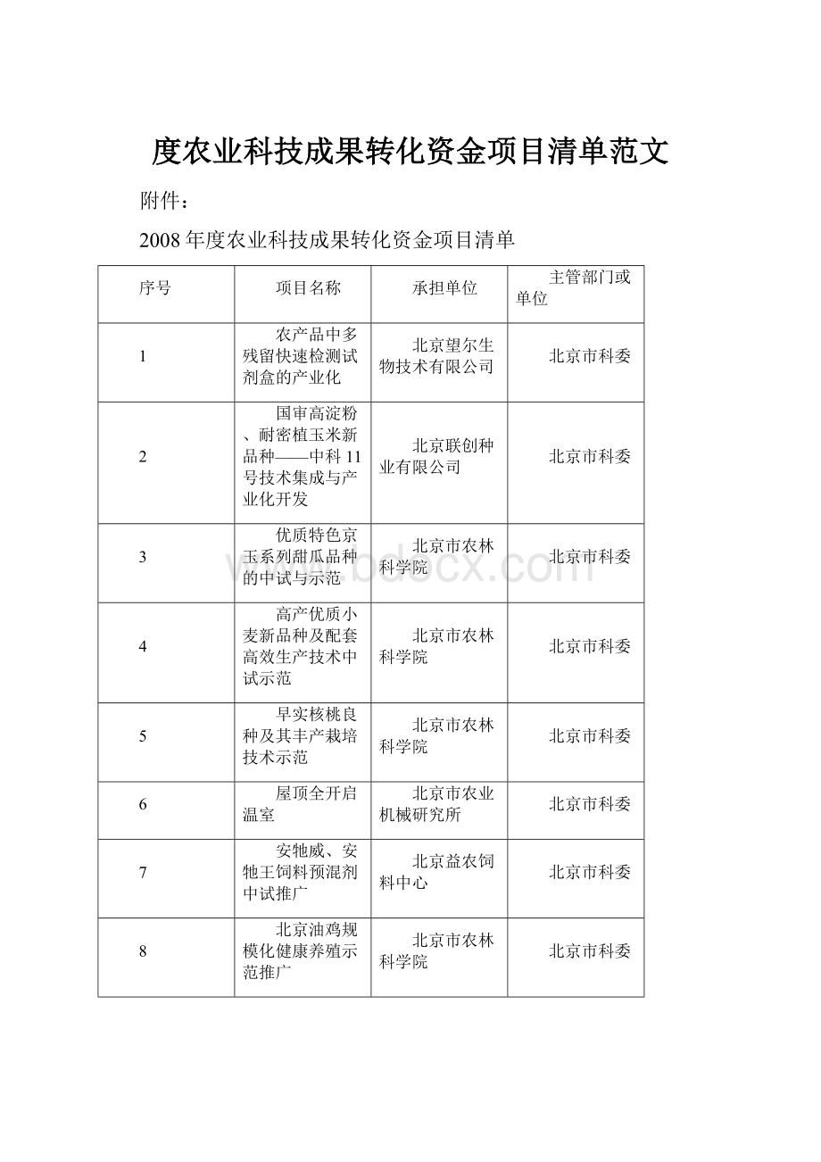 度农业科技成果转化资金项目清单范文.docx_第1页