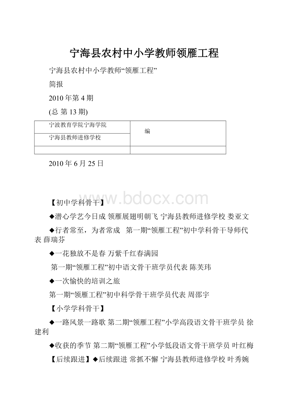 宁海县农村中小学教师领雁工程.docx_第1页