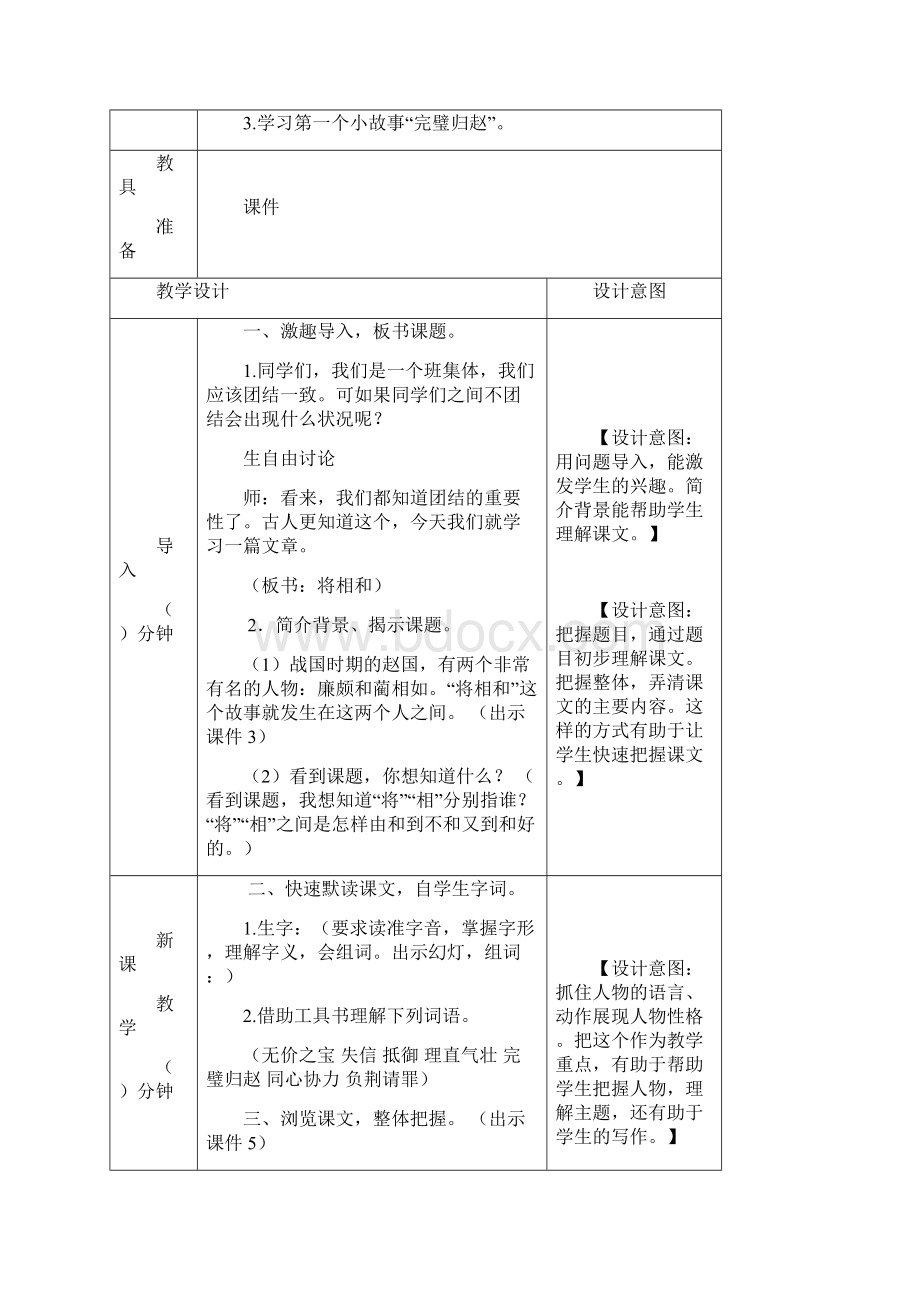 部编五年级语文上册将相和 教案优质课创意教学设计人教最新改版.docx_第2页