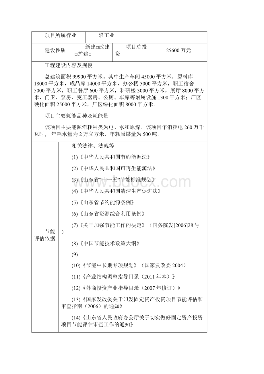 固定资产投资项目节能评估报告表范本7.docx_第2页