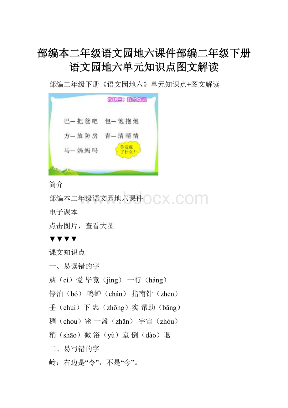 部编本二年级语文园地六课件部编二年级下册语文园地六单元知识点图文解读.docx